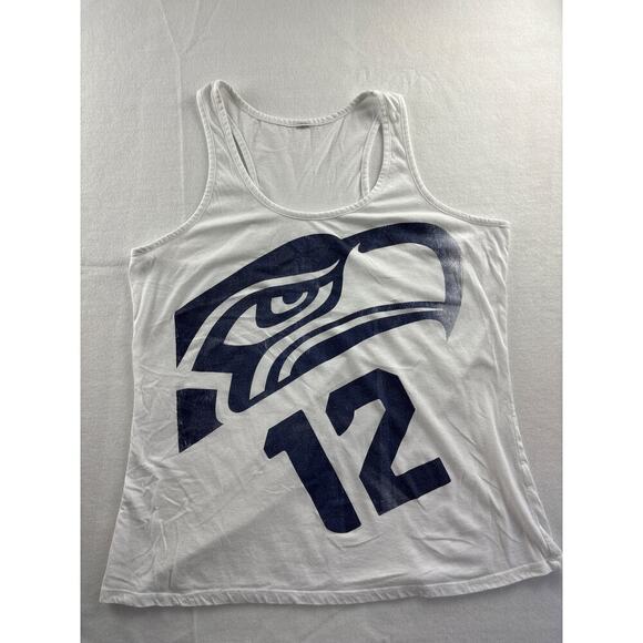 XL white and blue Seattle Seahawks razorback tank top - Picture 1 of 3